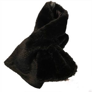 Banana Republic Scarf Faux Fur Pull Thru Wrap Black